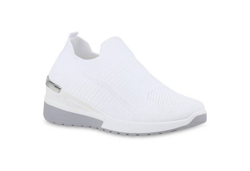 VAN HILL 841644 Laufschuh Damen Slip Ons Sportschuhe Sportliche Strick Profil-Sohle von VAN HILL