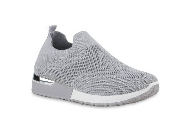 VAN HILL 841645 Laufschuh Damen Slip Ons Sportschuhe Sportliche Strick Profil-Sohle von VAN HILL