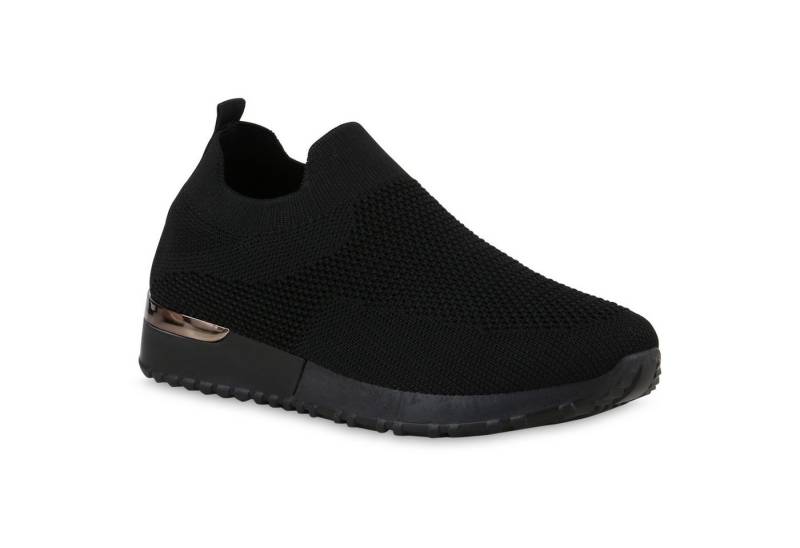 VAN HILL 841645 Laufschuh Damen Slip Ons Sportschuhe Sportliche Strick Profil-Sohle von VAN HILL
