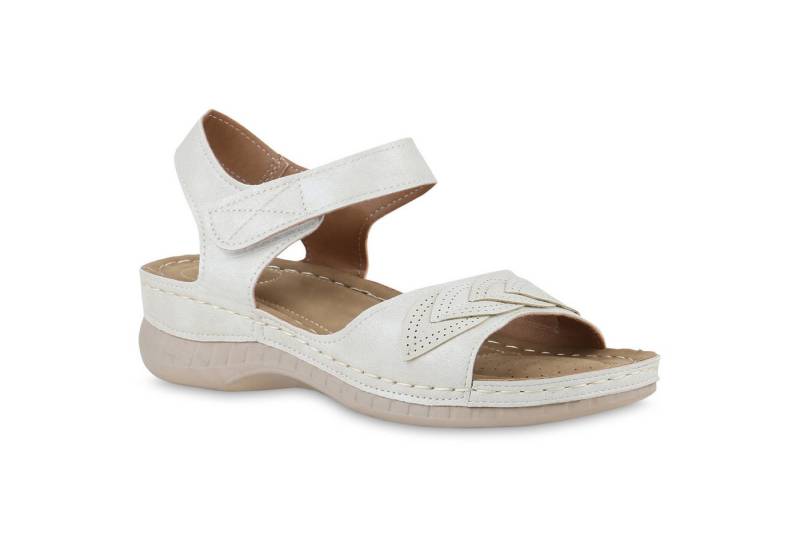 VAN HILL 841647 Sandale Damen Komfort Sandalen Bequeme Keilabsatz Basic Leder-Optik von VAN HILL