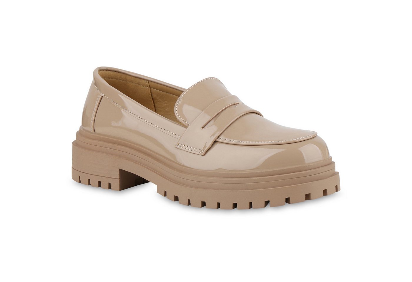 VAN HILL 841656 Outdoorschuh Damen Plateauschuhe Halbschuhe Lack Profil-Sohle Freizeit von VAN HILL