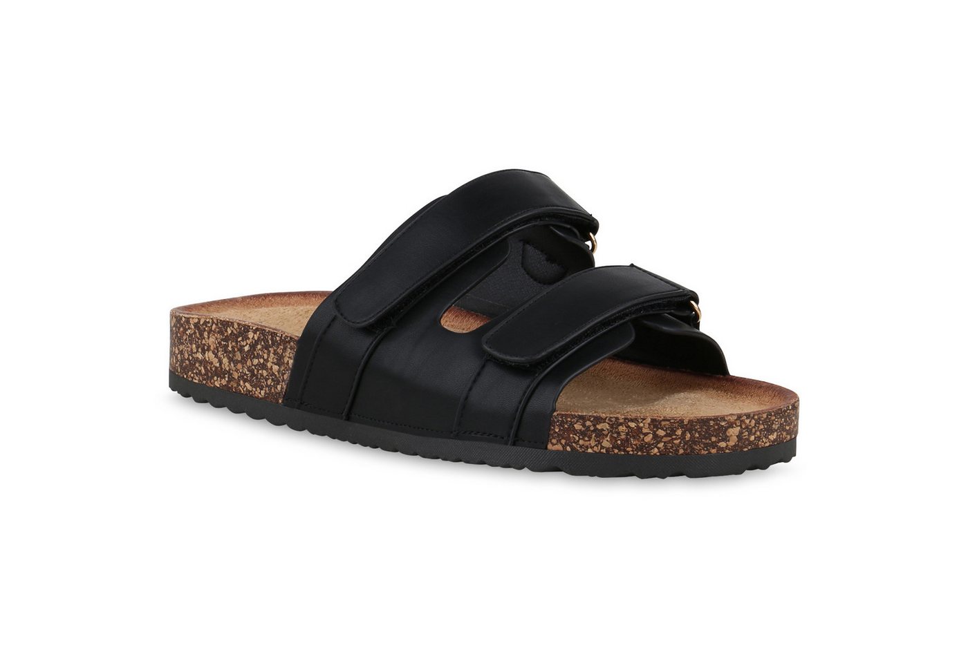 VAN HILL 841661 Pantolette Damen Pantoletten Sandalen Bequeme Korkoptik Profil-Sohle von VAN HILL