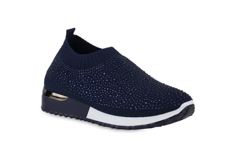 VAN HILL 841663 Laufschuh Damen Slip Ons Sportschuhe Sportliche Strass Profil-Sohle von VAN HILL