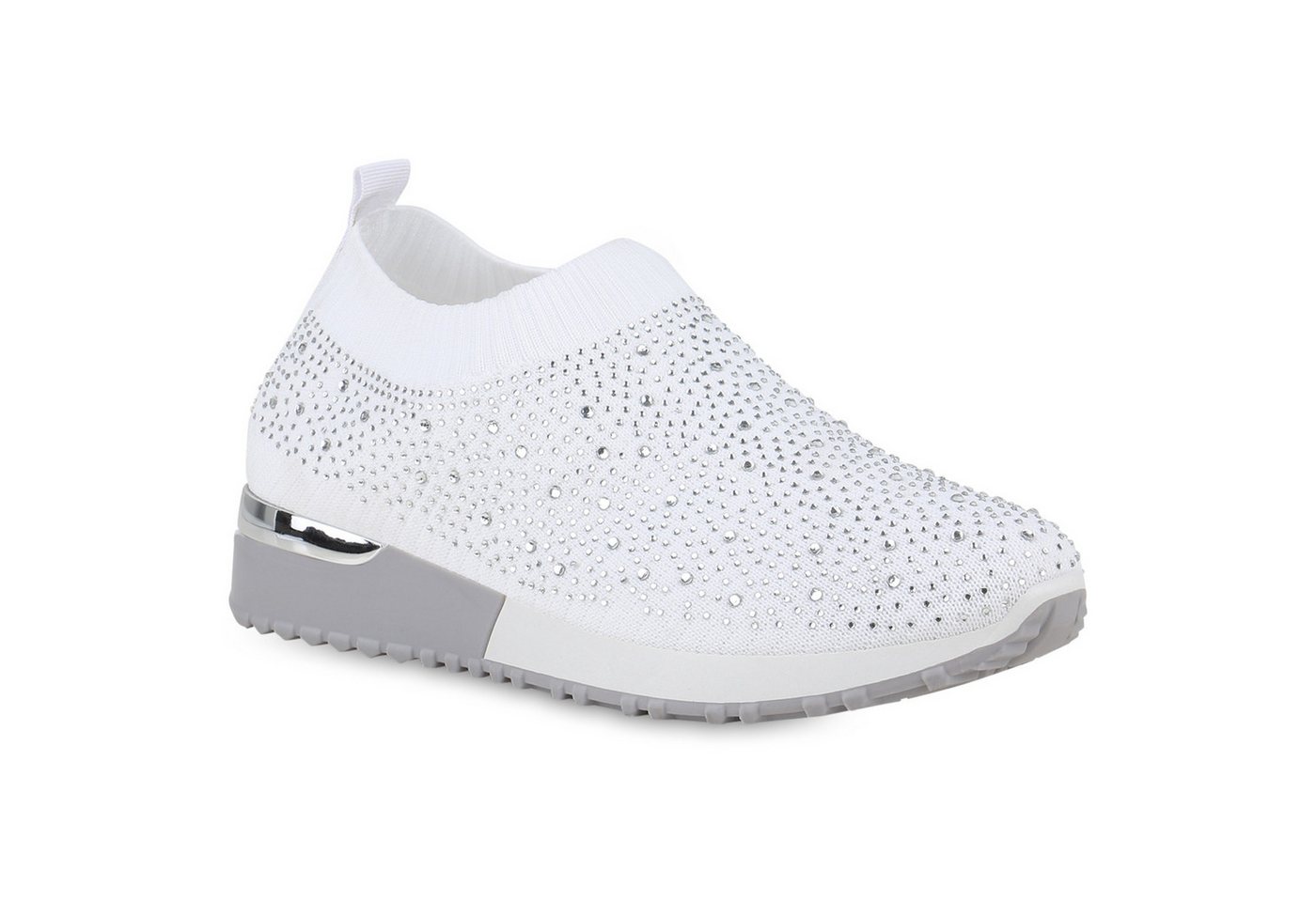 VAN HILL 841663 Laufschuh Damen Slip Ons Sportschuhe Sportliche Strass Profil-Sohle von VAN HILL