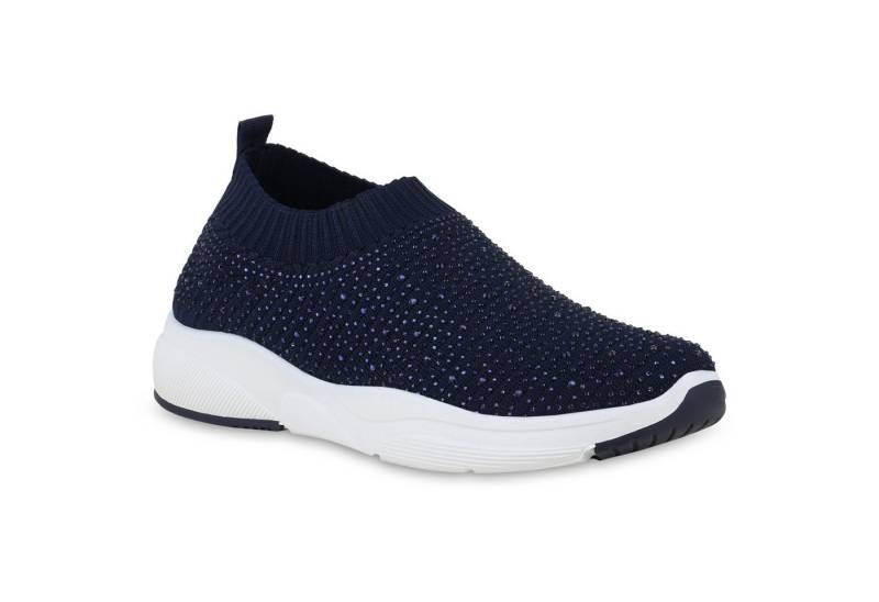 VAN HILL 841664 Laufschuh Damen Slip Ons Sportschuhe Sportliche Strass Profil-Sohle von VAN HILL