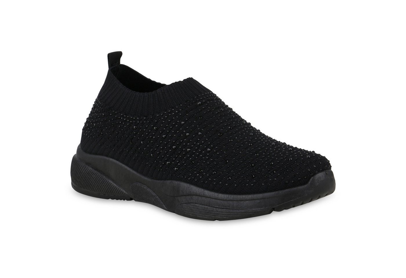 VAN HILL 841664 Laufschuh Damen Slip Ons Sportschuhe Sportliche Strass Profil-Sohle von VAN HILL