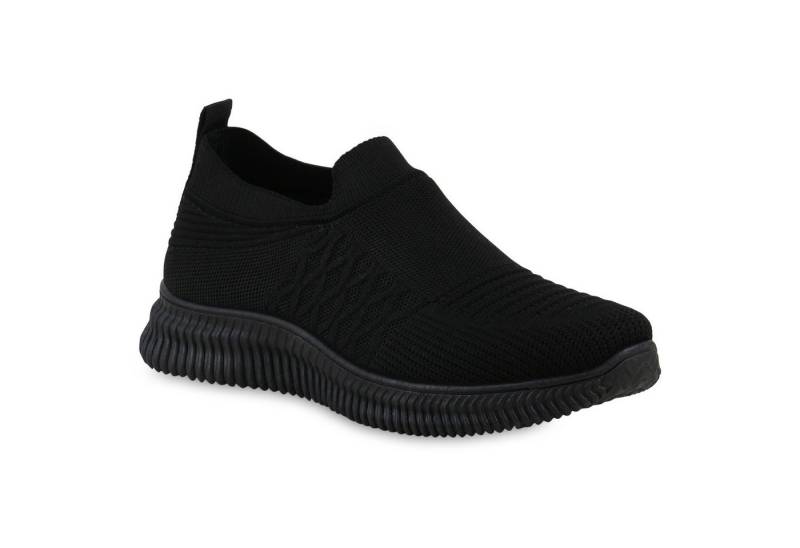 VAN HILL 841676 Laufschuh Damen Slip Ons Sportschuhe Sportliche Strick Profil-Sohle von VAN HILL