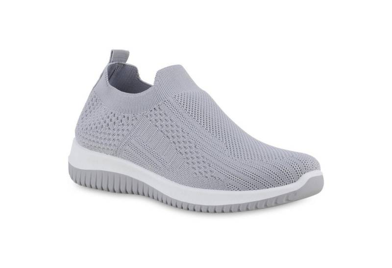 VAN HILL 841678 Laufschuh Damen Slip Ons Sportschuhe Sportliche Strick Profil-Sohle von VAN HILL