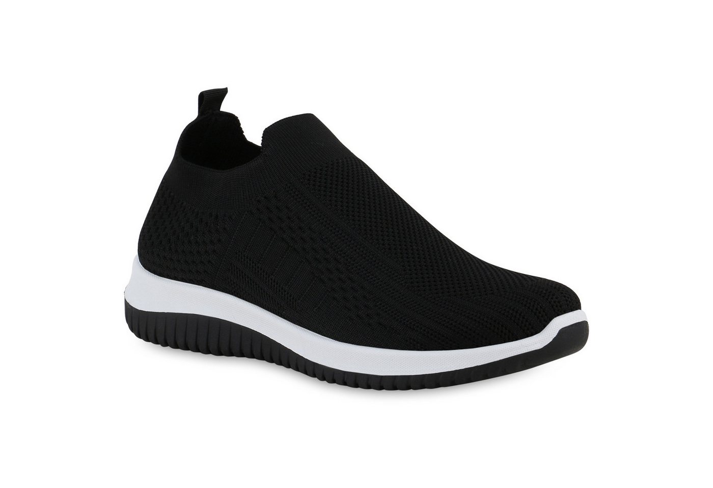 VAN HILL 841678 Laufschuh Damen Slip Ons Sportschuhe Sportliche Strick Profil-Sohle von VAN HILL