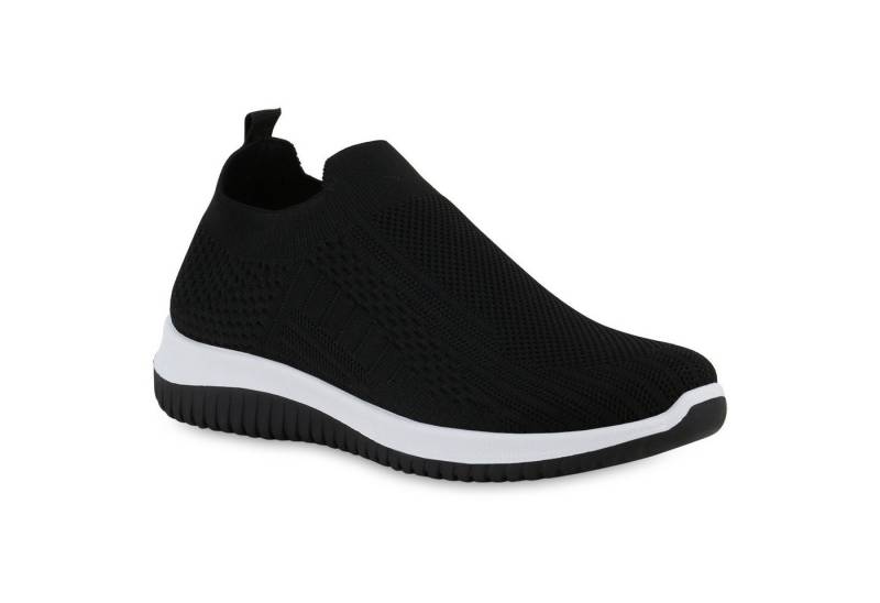 VAN HILL 841678 Laufschuh Damen Slip Ons Sportschuhe Sportliche Strick Profil-Sohle von VAN HILL