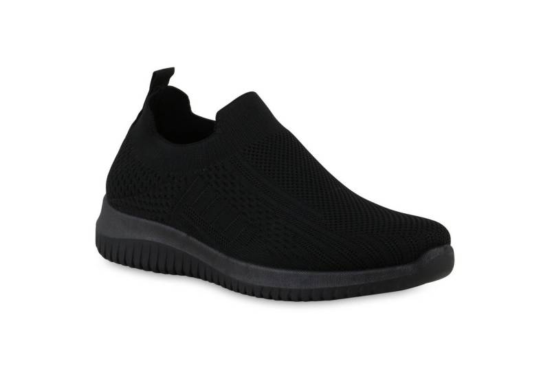 VAN HILL 841678 Laufschuh Damen Slip Ons Sportschuhe Sportliche Strick Profil-Sohle von VAN HILL