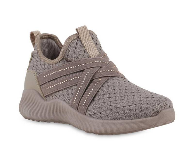 VAN HILL 841681 Laufschuh Damen Slip Ons Sportschuhe Sportliche Strass Profil-Sohle von VAN HILL