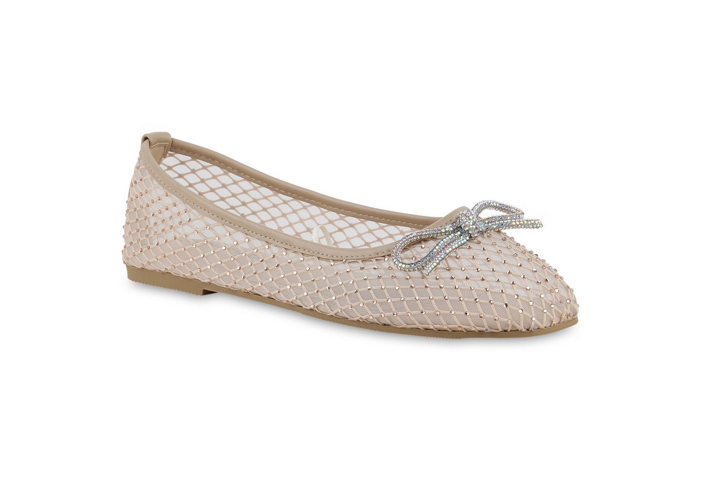 VAN HILL 841693 Ballerina Damen Klassische Ballerinas Strass Schleife Glitzer von VAN HILL