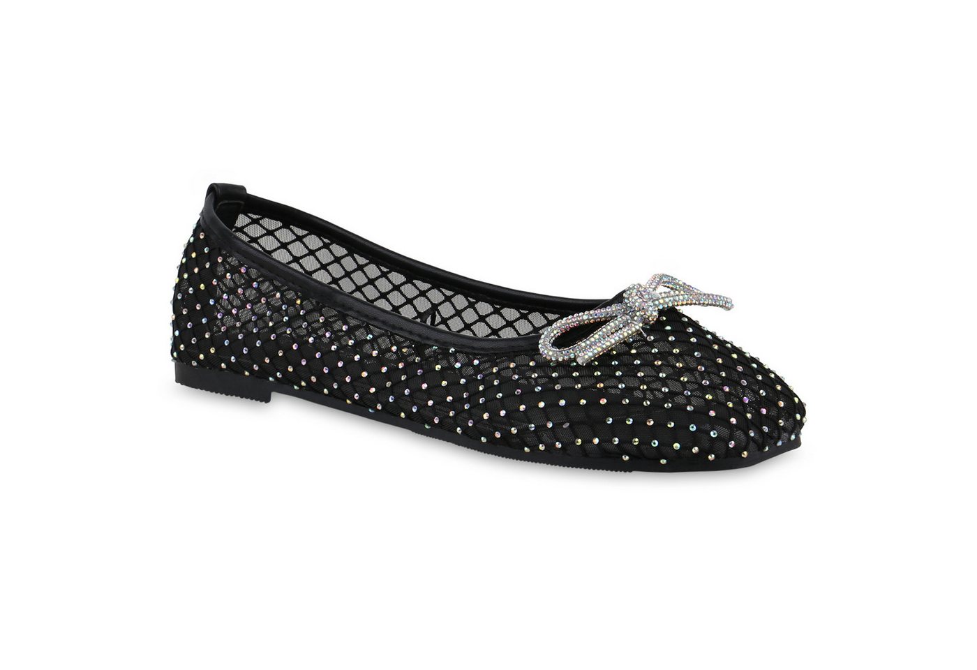 VAN HILL 841693 Ballerina Damen Klassische Ballerinas Strass Schleife Glitzer von VAN HILL