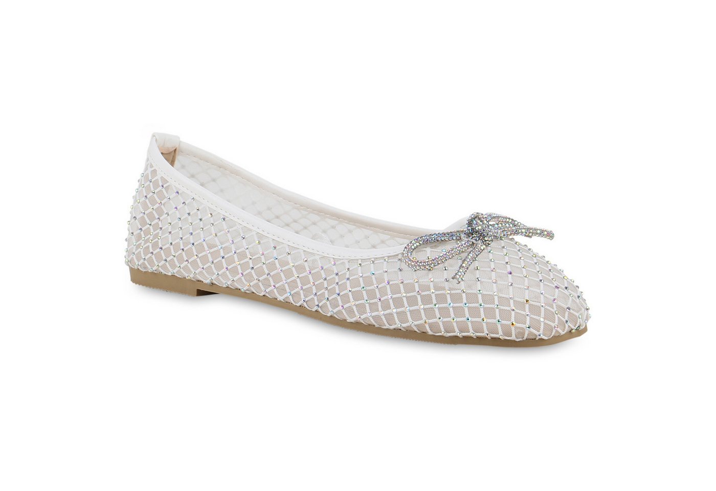 VAN HILL 841693 Ballerina Damen Klassische Ballerinas Strass Schleife Glitzer von VAN HILL