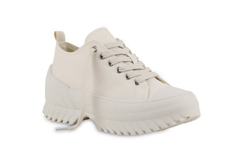 VAN HILL 841696 Plateausneaker Damen Plateau Sneaker Schnürer Profil-Sohle Freizeit von VAN HILL