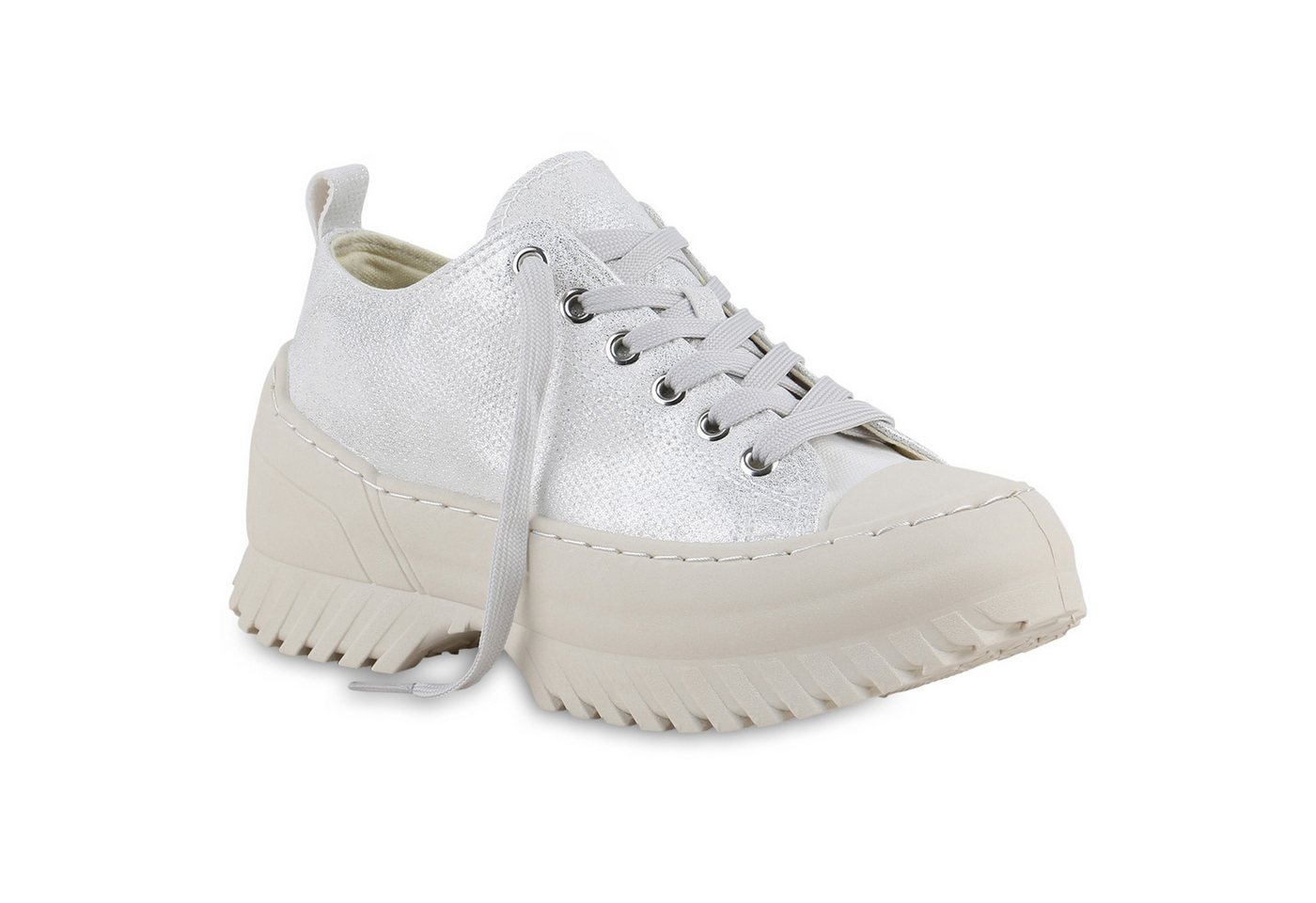 VAN HILL 841696 Plateausneaker Damen Plateau Sneaker Schnürer Profil-Sohle Freizeit von VAN HILL