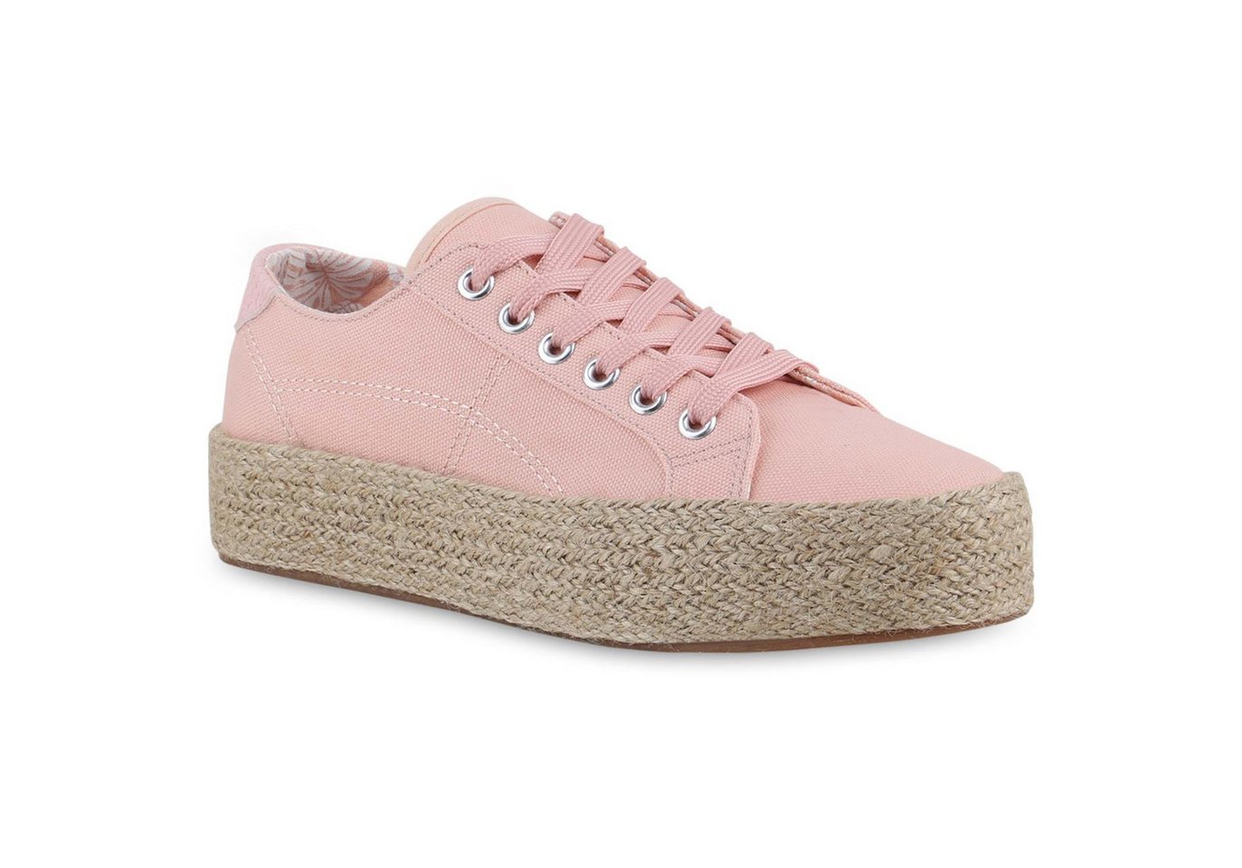 VAN HILL 841700 Plateausneaker Damen Plateau Sneaker Schnürer Bast Sommer Freizeit Stoff von VAN HILL