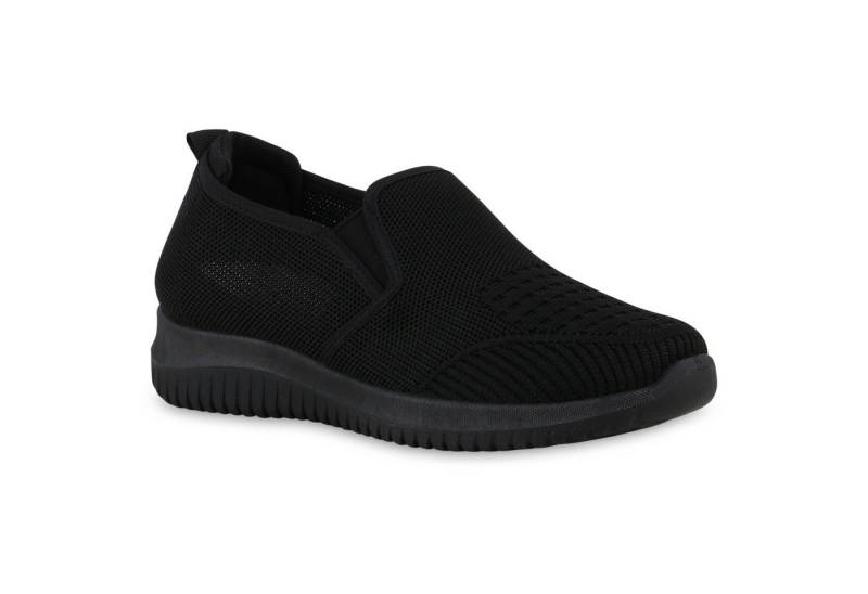 VAN HILL 841705 Laufschuh Damen Slip Ons Sportschuhe Sportliche Strick Profil-Sohle von VAN HILL
