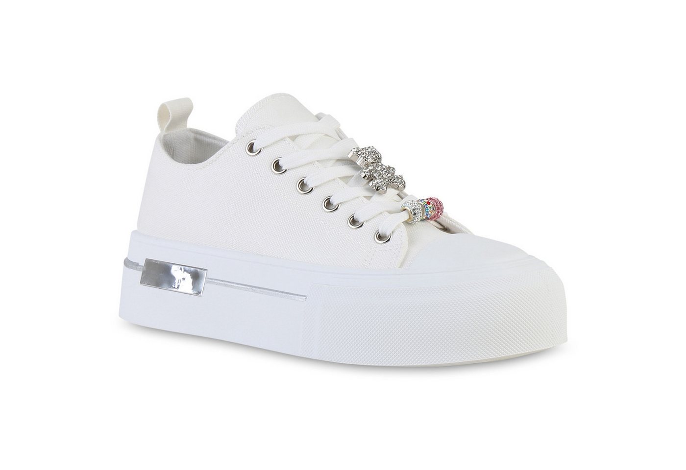 VAN HILL 841715 Plateausneaker Damen Plateau Sneaker Schnürer Strass Zierperlen Freizeit von VAN HILL