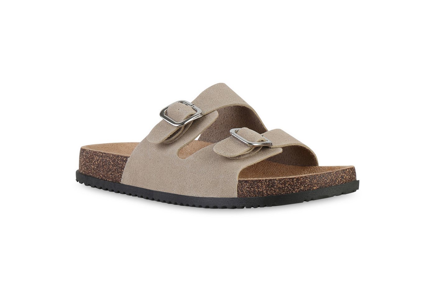 VAN HILL 841734 Pantolette Damen Pantoletten Sandalen Bequeme Korkoptik Profil-Sohle von VAN HILL