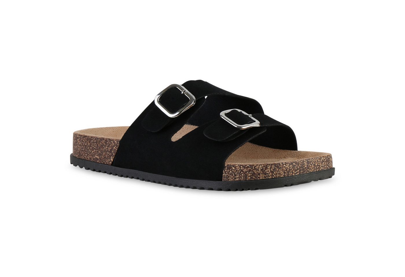 VAN HILL 841734 Pantolette Damen Pantoletten Sandalen Bequeme Korkoptik Profil-Sohle von VAN HILL