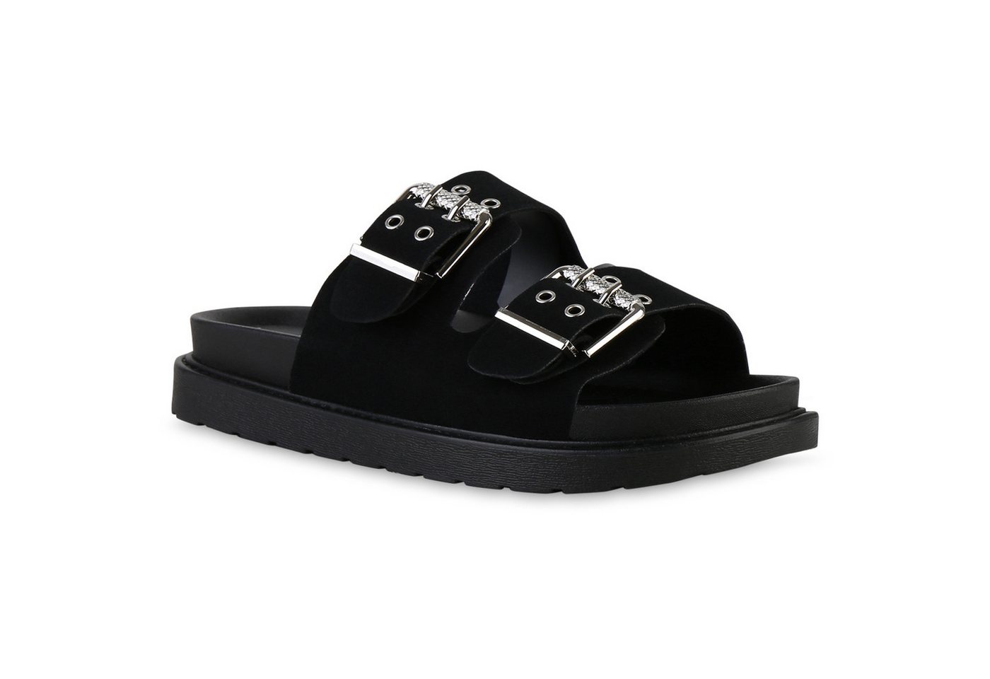 VAN HILL 841735 Sandalette Damen Pantoletten Sandaletten Schnallen Profil-Sohle von VAN HILL