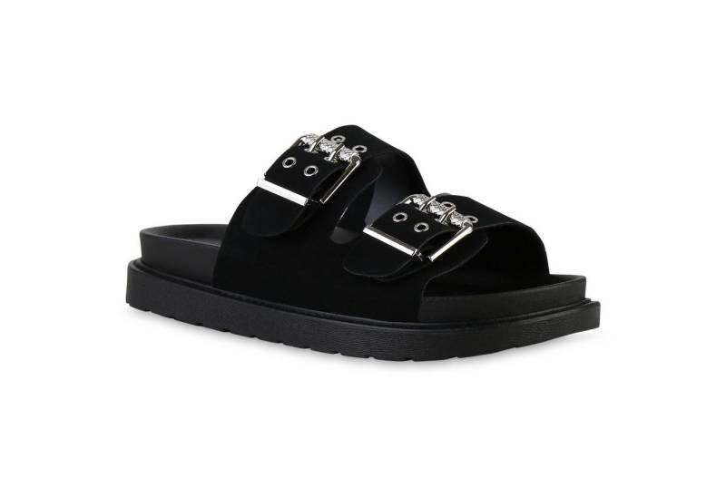 VAN HILL 841735 Sandalette Damen Pantoletten Sandaletten Schnallen Profil-Sohle von VAN HILL