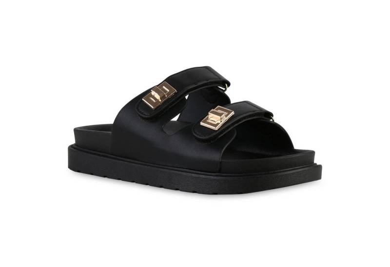 VAN HILL 841737 Sandalette Damen Pantoletten Sandaletten Profil-Sohle Freizeit Plateau- von VAN HILL