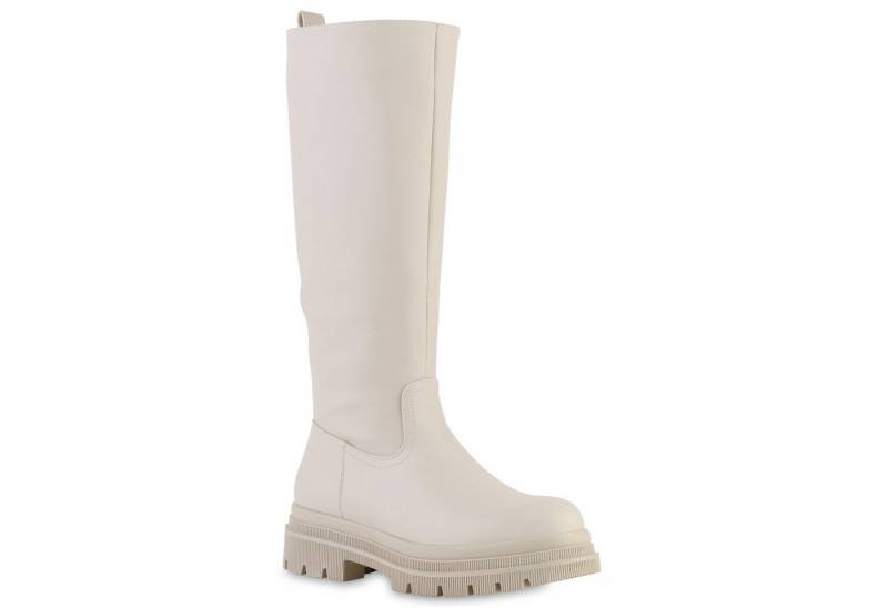 VAN HILL 841809 Plateaustiefel Damen Plateaustiefel Stiefel Plateau Vorne Profil-Sohle von VAN HILL