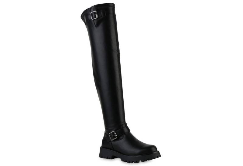 VAN HILL 841817 Overkneestiefel Damen Leicht Gefütterte Overknees Stiefel Profil-Sohle VAN HILL 841817 Overkneestiefel Damen Leicht Gefütterte Overknees Stiefel Profil-Sohle von VAN HILL