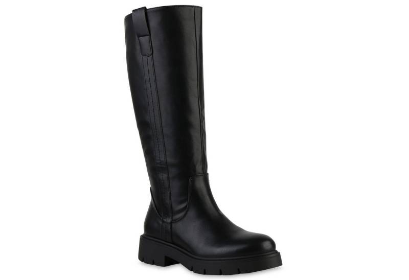 VAN HILL 841859 Stiefel Damen Klassische Stiefel Blockabsatz Profil-Sohle Freizeit von VAN HILL