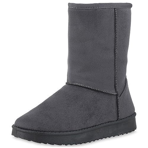 VAN HILL Bequeme & Warm Gefütterte Damen Stiefel Schlupfstiefel 611511 Grau 37 von VAN HILL