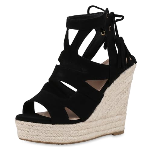 VAN HILL Damen Keilsandaletten Keilabsatz Bast Trendy Schuhe 216175 Schwarz 38 VAN HILL Damen Keilsandaletten Keilabsatz Bast Trendy Schuhe 216175 Schwarz 38 von VAN HILL