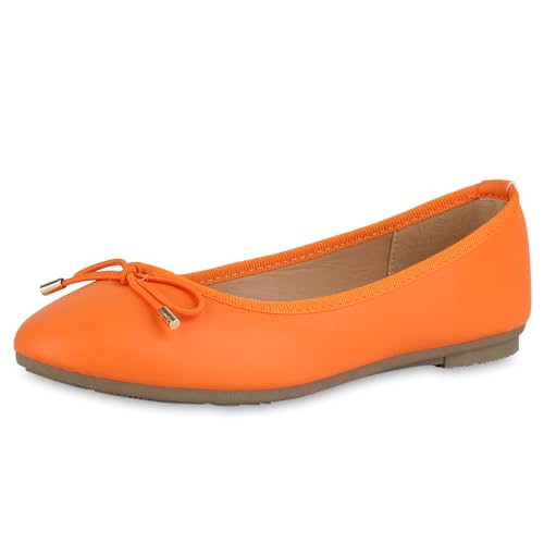 VAN HILL Damen Klassische Ballerinas Flach Schleifen Klassisch Schuhe 215571 Orange 36 von VAN HILL