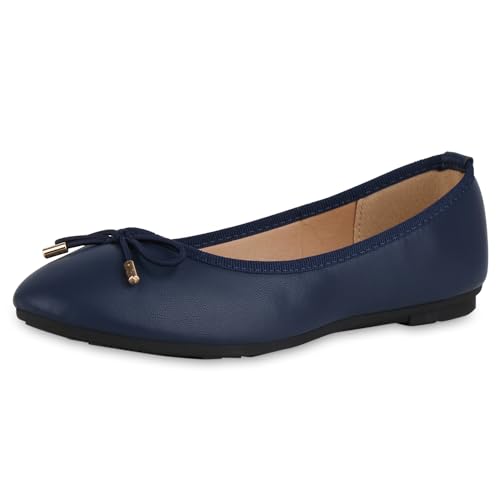 VAN HILL Damen Klassische Ballerinas Flach Schleifen Klassisch Schuhe 215574 Dunkelblau 41 von VAN HILL