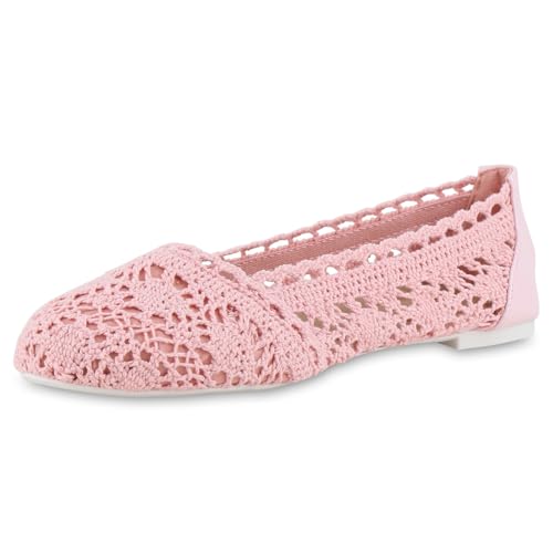 VAN HILL Damen Klassische Ballerinas Flach Spitze Bequem Schuhe 215923 Rosa 36 von VAN HILL