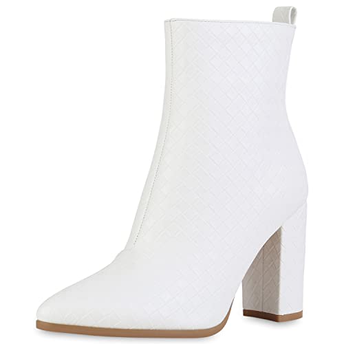 VAN HILL Damen Klassische Stiefeletten Prints Schuhe Blockabsatz Freizeit Booties Spitze Leder-Optik Absatzschuhe 212236 Weiss Muster 39 VAN HILL Damen Klassische Stiefeletten Prints Schuhe Blockabsatz Freizeit Booties Spitze Leder-Optik Absatzschuhe 212236 Weiss Muster 39 von VAN HILL