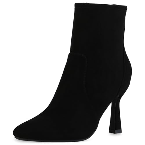 VAN HILL Damen Klassische Stiefeletten Stiletto Basic Klassisch Schuhe 213758 Schwarz 41 von VAN HILL