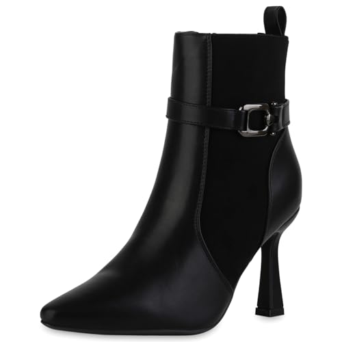 VAN HILL Damen Klassische Stiefeletten Stiletto Basic Klassisch Schuhe 213776 Schwarz 40 von VAN HILL
