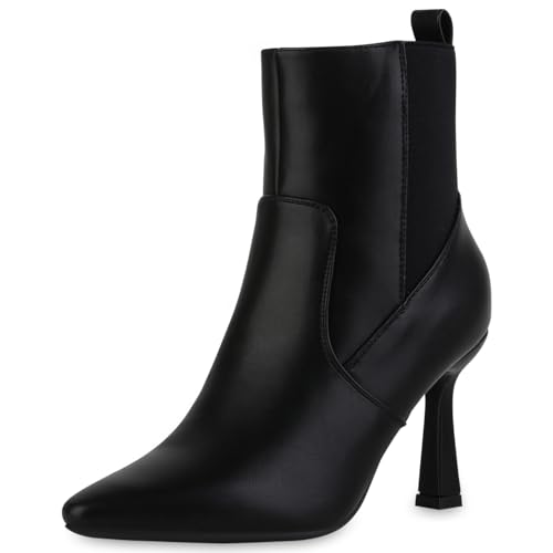 VAN HILL Damen Klassische Stiefeletten Stiletto Basic Klassisch Schuhe 213785 Schwarz 40 von VAN HILL