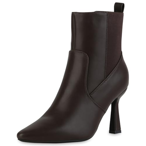 VAN HILL Damen Klassische Stiefeletten Stiletto Basic Klassisch Schuhe 213786 Dunkelbraun 40 von VAN HILL