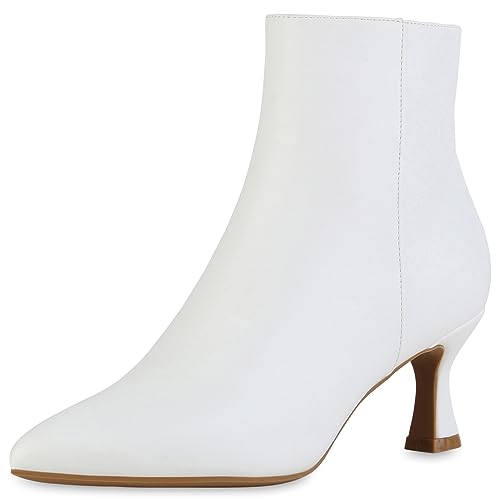 VAN HILL Damen Klassische Stiefeletten Stiletto Basic Klassisch Schuhe 840599 213316 Weiss 37 von VAN HILL