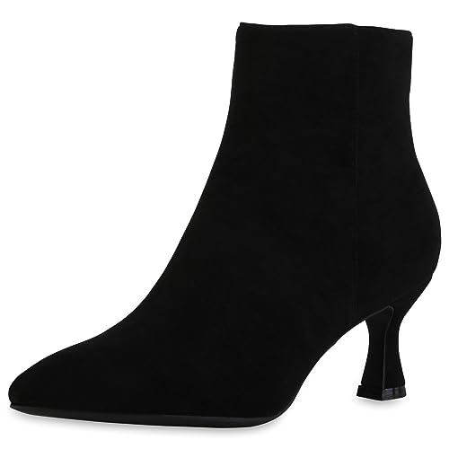 VAN HILL Damen Klassische Stiefeletten Stiletto Basic Klassisch Schuhe 840599 213317 Schwarz Velours 41 von VAN HILL