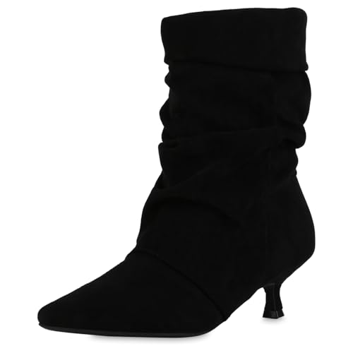 VAN HILL Damen Klassische Stiefeletten Stiletto Basic Trendy Schuhe 217736 Schwarz 37 von VAN HILL