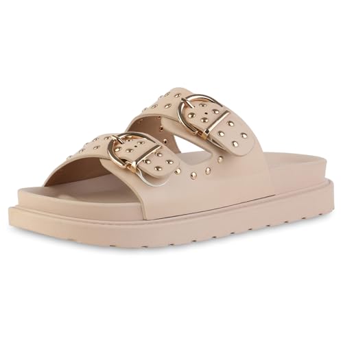 VAN HILL Damen Pantoletten Plateau Nieten Trendy Schuhe 217450 Nude 38 VAN HILL Damen Pantoletten Plateau Nieten Trendy Schuhe 217450 Nude 38 von VAN HILL