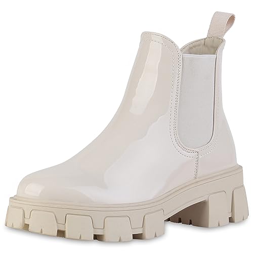 VAN HILL Damen Plateau Boots Blockabsatz Lack Trendy Schuhe 836326 213240 Beige Lack 36 VAN HILL Damen Plateau Boots Blockabsatz Lack Trendy Schuhe 836326 213240 Beige Lack 36 von VAN HILL