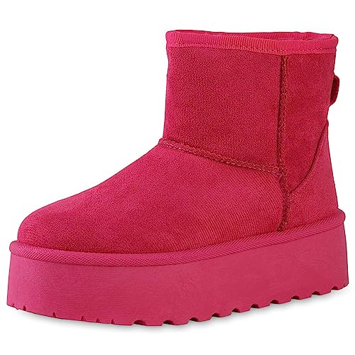 VAN HILL Damen Plateau Boots Plateau Plateau Vorne Trendy Schuhe 840486 212939 Fuchsia 39 von VAN HILL