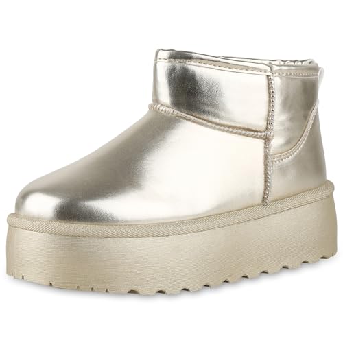 VAN HILL Damen Plateau Boots Plateau Profilsohle Trendy Schuhe 213904 Gold 37 VAN HILL Damen Plateau Boots Plateau Profilsohle Trendy Schuhe 213904 Gold 37 von VAN HILL