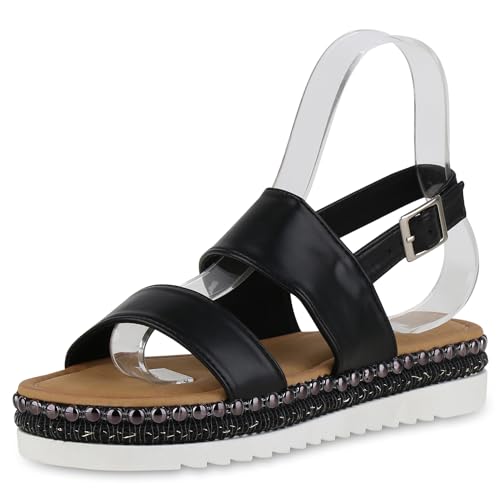 VAN HILL Damen Plateau Sandaletten Plateau Nieten Trendy Schuhe 215094 Schwarz 38 VAN HILL Damen Plateau Sandaletten Plateau Nieten Trendy Schuhe 215094 Schwarz 38 von VAN HILL